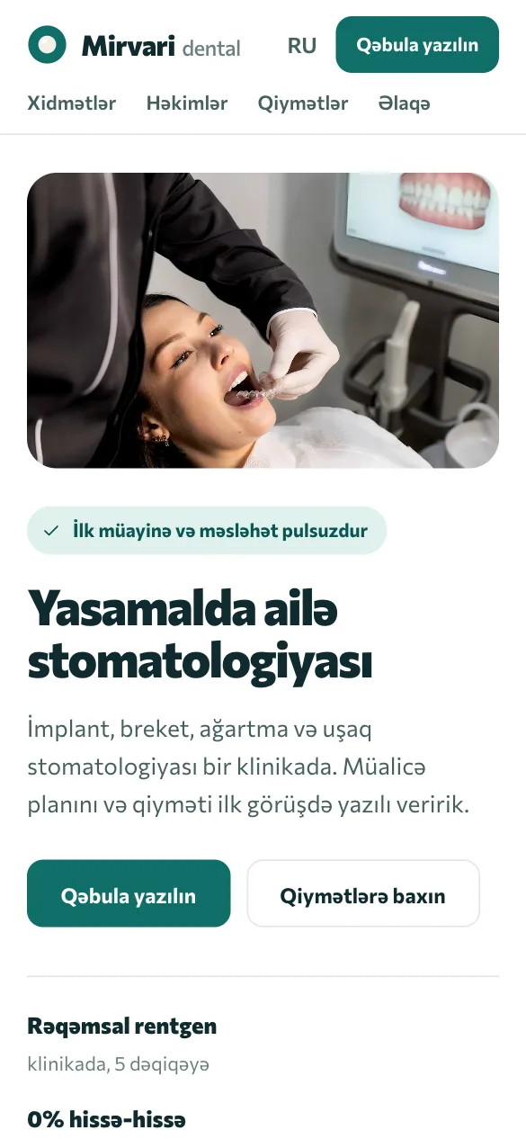 Mirvari Dental — Klinika saytı